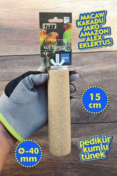 Vixpet Venty 15 cm - Diameter 40 mm Sandy Pedicure Parrot Perch - Macaw, Cockatoo, Jako, Amazon, Ectus, Kayak