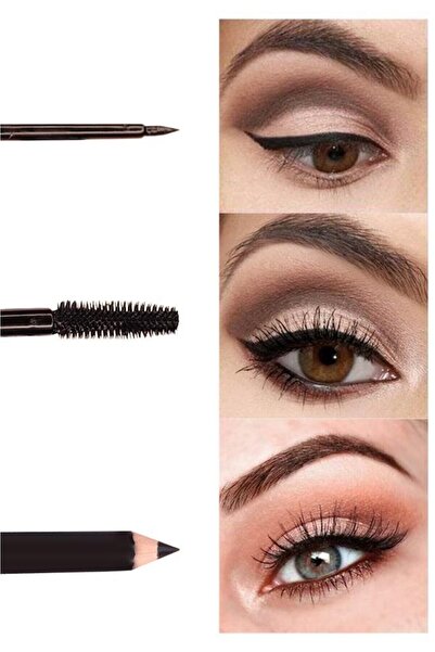 İBOVİA 3 In 1 Suya Dayanıklı Maskara & Kalem & Eyeliner Seti