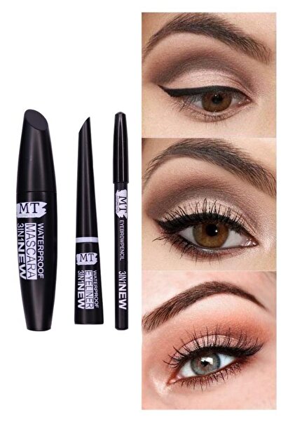 İBOVİA 3 In 1 Suya Dayanıklı Maskara & Kalem & Eyeliner Seti