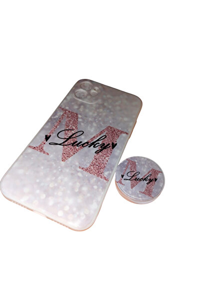 MİRAY FLOWERS HEDİYELİK iPhone 11 telefon kılıfı M harfli popcet hediyeli