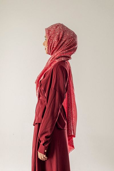FLEUR SOİE Whisper Rose Patterned Woven Cotton Shawl