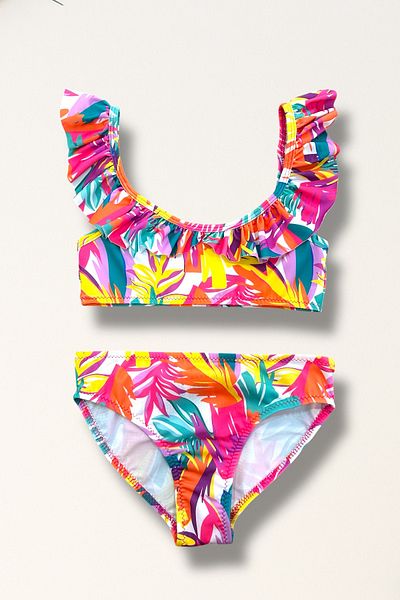 Nilmay mayo Girls' Ruffled Bikini Set