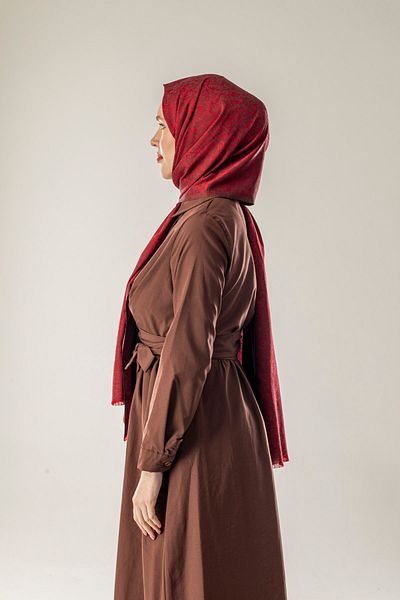 FLEUR SOİE Rosewood Mist Pattern Woven Cotton Shawl