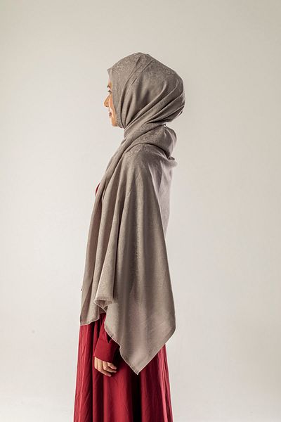 FLEUR SOİE Silver Clay Patterned Woven Cotton Shal