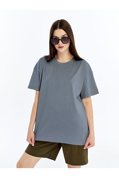 KRAVEN Γυναικείο μπλουζάκι Oversize Crew Neck Loose Fit Ζωντανό που δεν ξεθωρ...