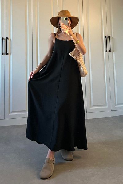 MILANOFOX Rochie Ayrobin cu bretele reglabile – Rochie lungă de vară, cu două straturi, care nu arată subțire