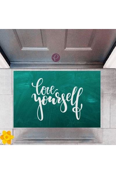 Mu Art Ahşap Bfs Door Mat Decorative Digital Printing Love Yourself P-2333