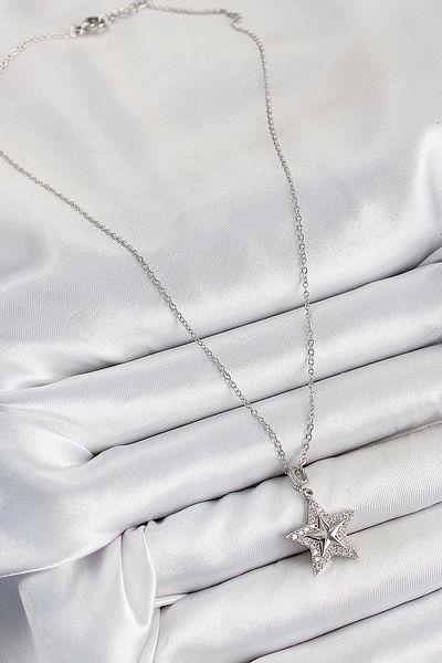 NETWORK ART Bfs 316L Steel Zircon Stone Star Model Silver Color Women's Necklace