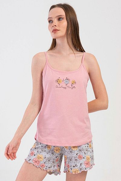 VİENETTA Women's Rope Strap Shorts Pajama Set, 409061