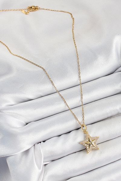 NETWORK ART Bfs 316L Steel Zircon Stone Star Model Gold Color Women's Necklace