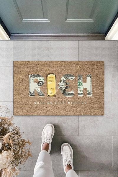 Mu Art Ahşap Bfs Gold Door Mat Rich Pattern K-3357