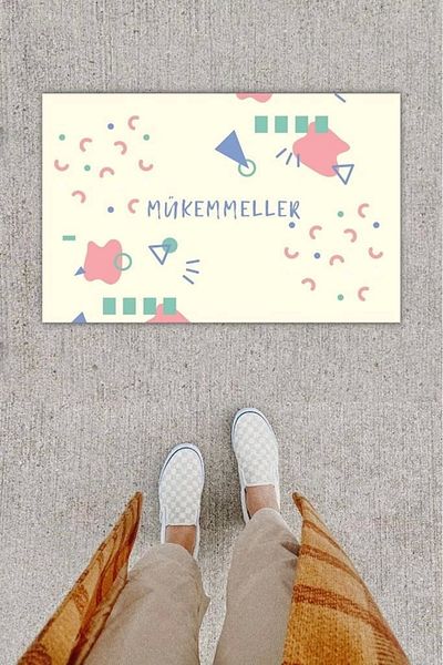 Mu Art Ahşap Bfs Digital Printing Decorative Geometric Powder Door Mat K-1216