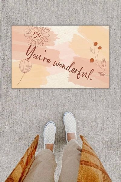 Mu Art Ahşap Bfs Digital Printing Decorative Flower Powder Door Mat K-1219
