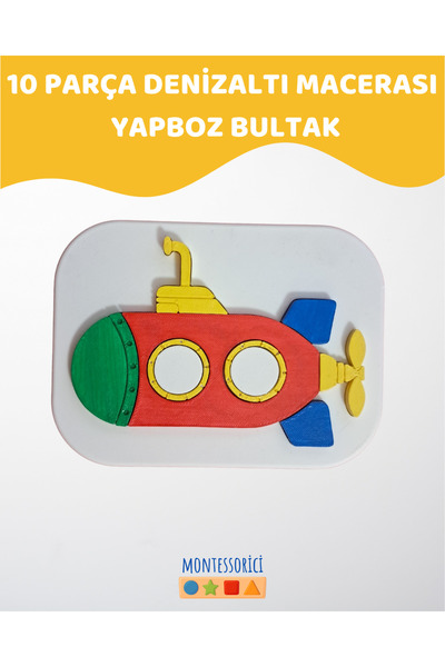 Montessori 10 Parça Denizaltı Yapboz Bultak ve Yerleştirme Tablası – Eğitici Oyuncak Puzzle, 3 Yaş Üzeri