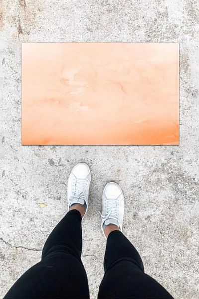 Mu Art Ahşap Bfs Digital Printing Pink Plain Pattern Door Mat K-1017