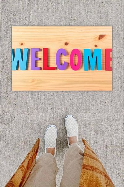 Mu Art Ahşap Bfs Digital Printing Decorative Welcome Wooden Door Mat K-1247
