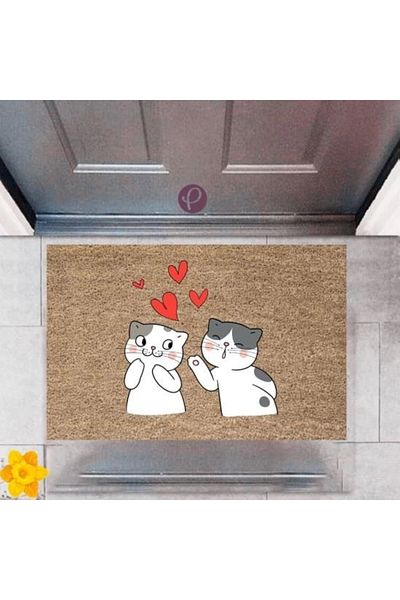Mu Art Ahşap Bfs Door Mat Decorative Digital Printing Cats P-2416