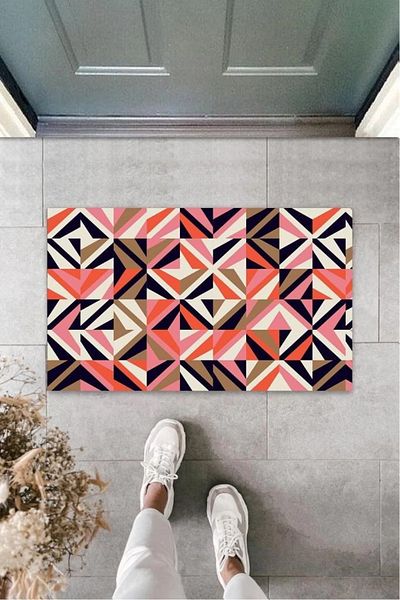 Mu Art Ahşap Bfs Colorful Door Mat Modern Pattern K-3244