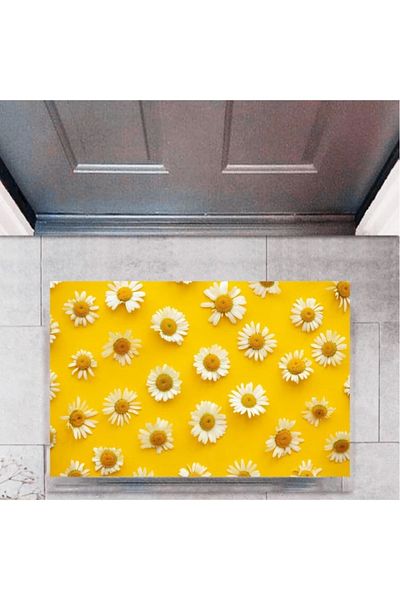 Mu Art Ahşap Bfs Door Mat Decorative Digital Printing Daisy P-2325