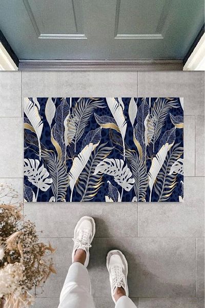 Mu Art Ahşap Bfs Navy Blue Door Mat K Pattern K-3100