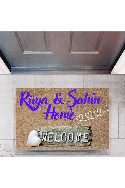 Mu Art Ahşap Bfs Door Mat Decorative Digital Printing Welcome P-2460