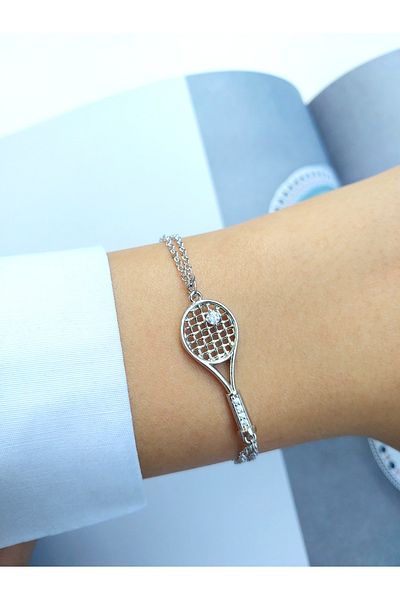 Alexis Carrel Zircon Stone Detailed Tennis Racket Bracelet