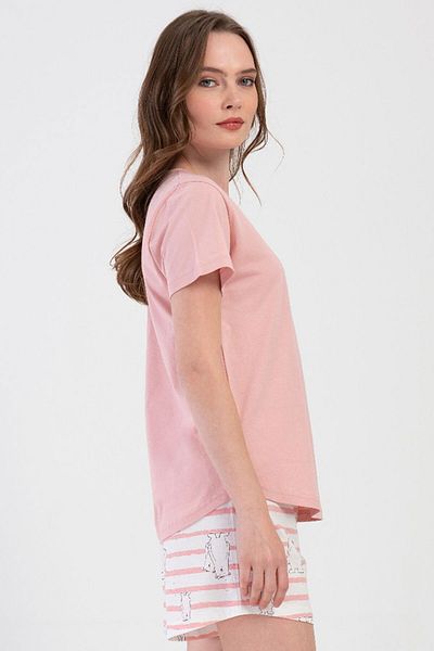 VİENETTA Cotton Women's Short Sleeve Shorts Pajamas Set, 409023