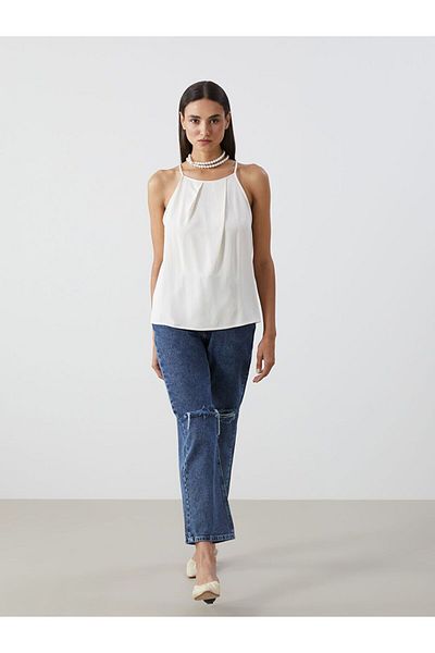 LC Waikiki Lcw Eco Crew Neck Linen Blend Women's Blouse