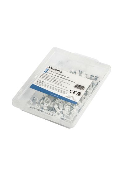 Lanberg Box of 100 pieces of 3.5mm cable clamps, Lanberg 41454, for clamping and fixing, white
