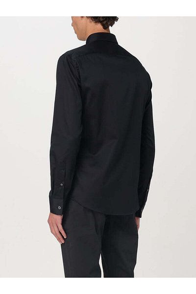 Emporio Armani Men's Regular Fit Long Sleeve Button Closure Cotton Black Shirt Em000196 Te10156-Uc001
