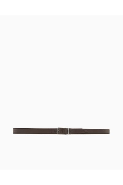 Emporio Armani Men's Metal Buckle Adjustable Leather Brown Belt Em001598 Af14630-M6061
