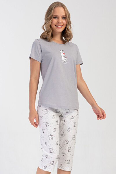 VİENETTA Βαμβακερό γυναικείο κοντομάνικο κοστούμι πιτζάμες Capri, 408098