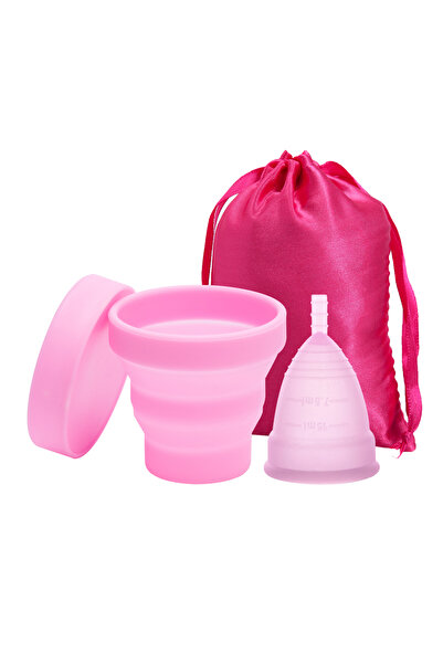 Choice1 كوب الدورة الشهرية مقاس كبير، لون وردي، معقم من السيليكون الطبي الوردي، منتج للعناية الشخصية والنظافة النسائية.