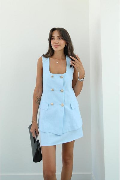 Havoş Baby Blue Reba Vest Skirt Set