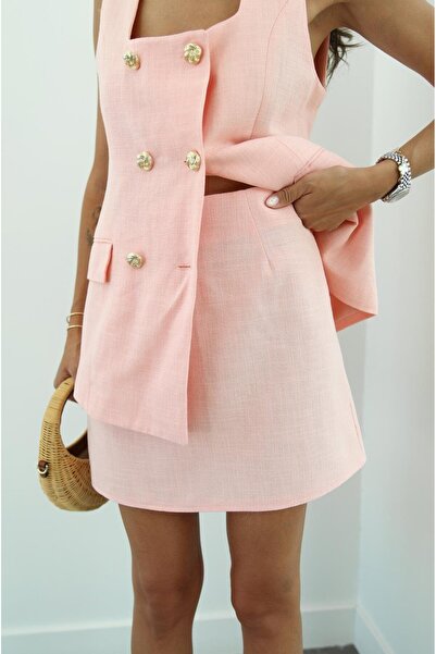 Havoş Salmon Reba Vest Skirt Suit