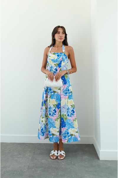 Havoş Rochie cu decolteu cu imprimeu floral Blue Rush