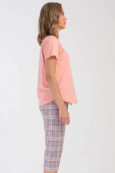 VİENETTA Cotton Women's Short Sleeve Capri Pajama Set, 407086