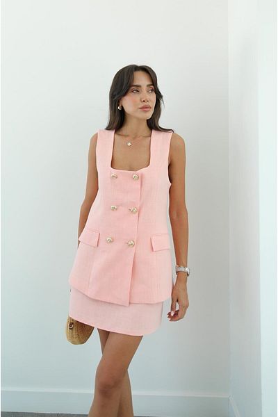 Havoş Salmon Reba Vest Skirt Suit