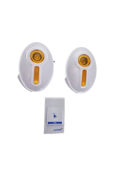 LUCKARM Luckarm 7620 doorbell, wireless, with one button and 2 chimes, with LED, 30 melodies, white with orange