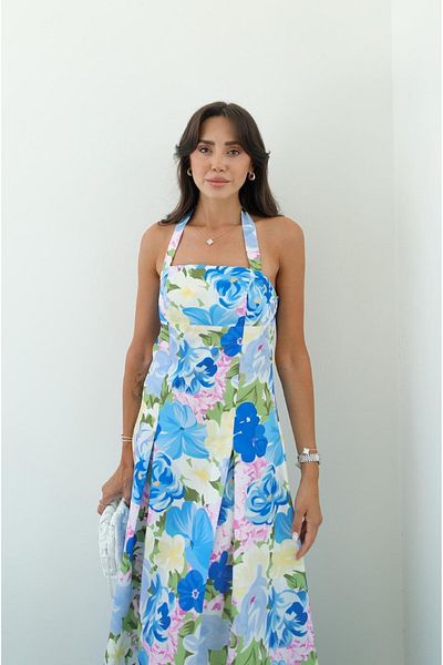 Havoş Rochie cu decolteu cu imprimeu floral Blue Rush