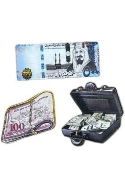Generic Decorative Money-Themed Stickers, White Color, 3 Pieces