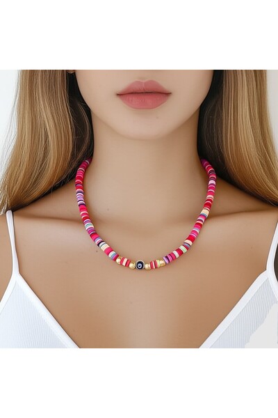 KANERUZ قلادة فيمو متعددة الألوان مطرزة بالخرز