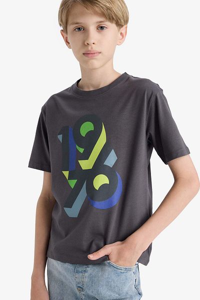 DeFacto Boy's Crew Neck Printed Short Sleeve T-Shirt F3764A825Au