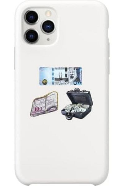 Generic Decorative Money-Themed Stickers, White Color, 3 Pieces