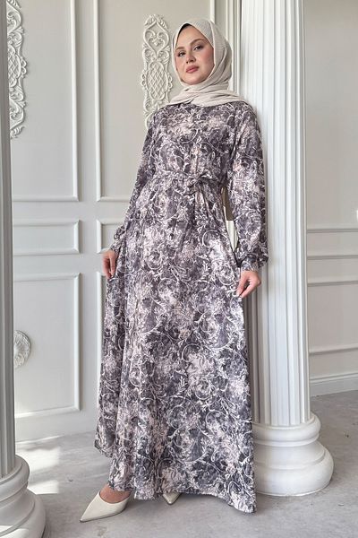 InStyle Φόρεμα με μοτίβο Ivy Flora Satin Anthracite