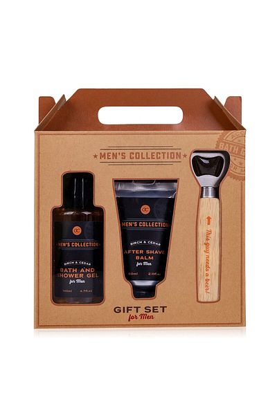 ACCENTRA Men's gift set Shower gel 140ml, After shave balm 60ml, bottle opener with wooden handle
