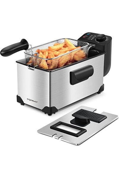 Bonjour مقلاة عميقة 2200 واط، سعة 3 لتر، سهلة التنظيف، مع نافذة عرض، من الفول...