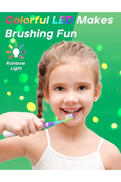 seago Kids Sonic Electric Toothbrush SG-977 with Smart Timer & 8 Replacement Heads (Green)