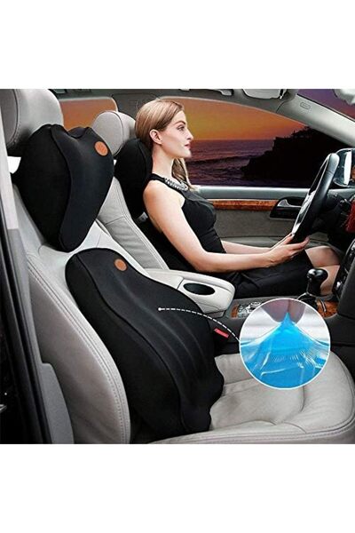 Bonjour مجموعة وسادة دعم أسفل الظهر ومسند الرأس ووسادة الرقبة مع جل إسفنجي مر...