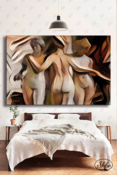 Şehber Tekli Yatay Dekoratif Kanvas Tablo Salon Yatak Odası Kafe Ofis Nü Heyk...